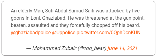 Deleted Tweet of Muhammed Zubair