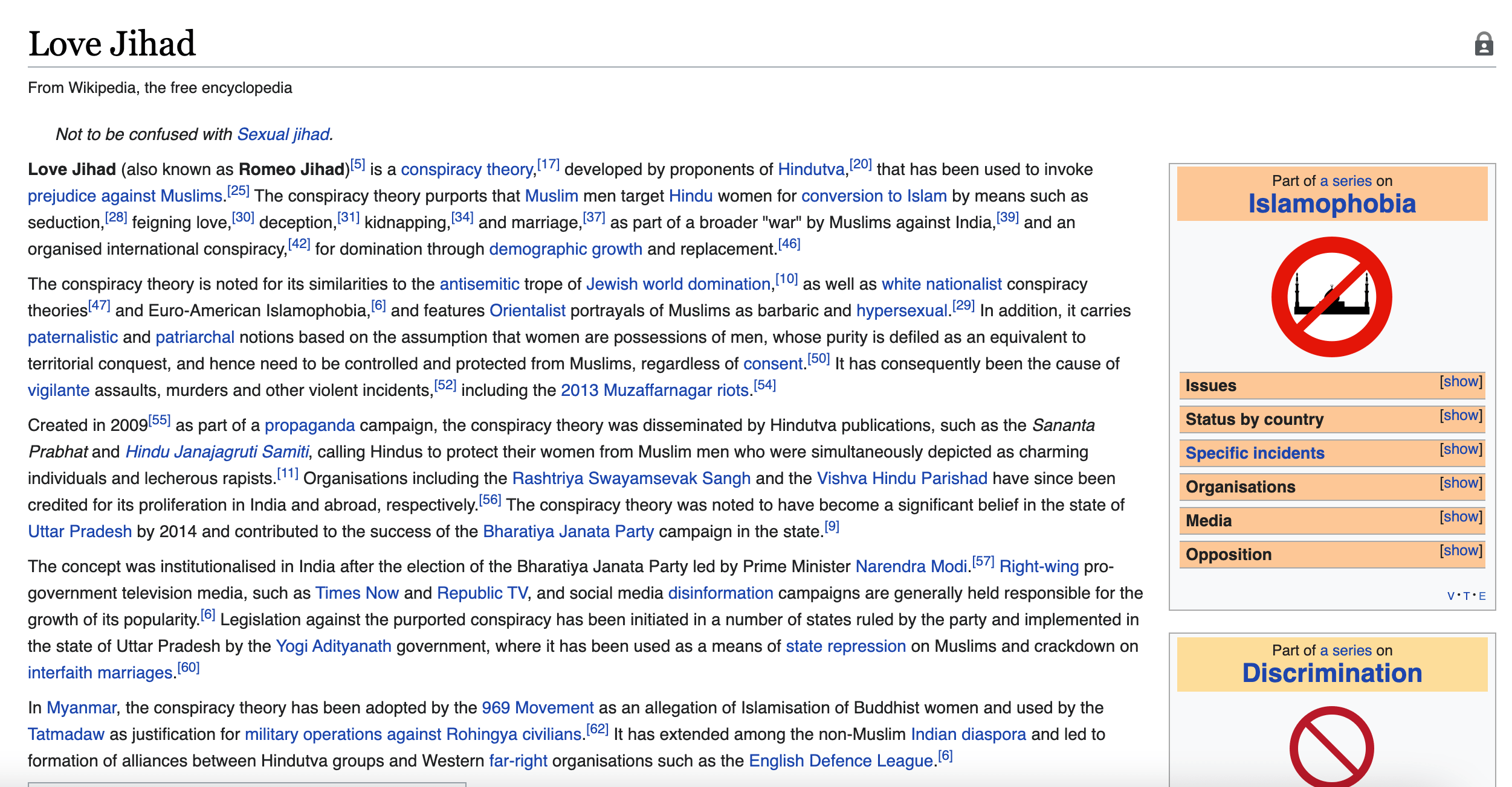 Wikipedia dismisses Love Jihad