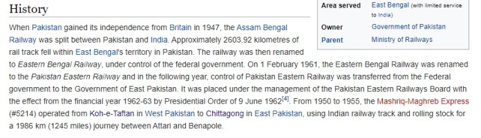 Wikipedia page before the detail of the train was removed