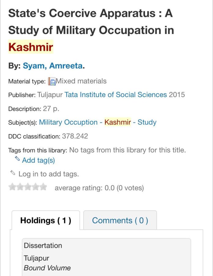 tiss military occupation paper