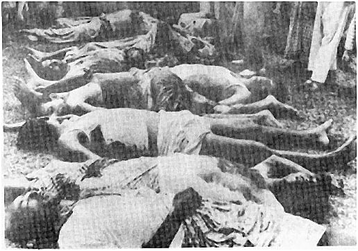 A picture depicts the genocide of the Bengalis