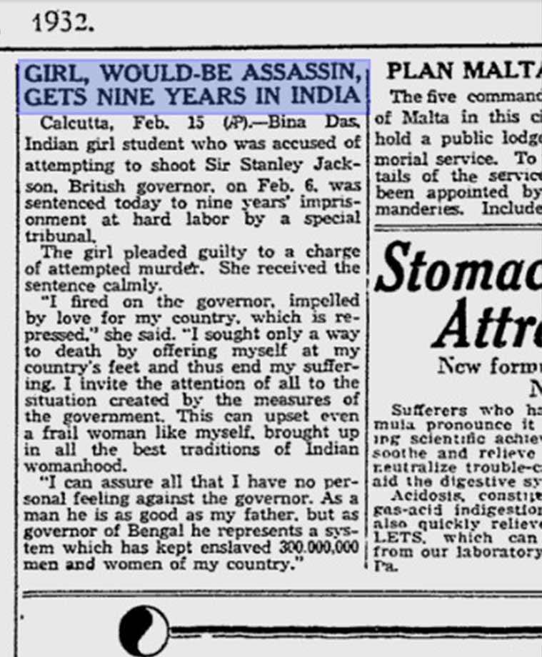 The February 15 1932 edition included a small copy on Stanley Jackson surviving the gunfire at Calcutta University