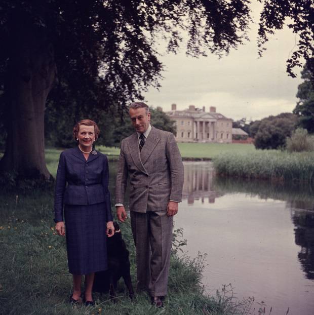 Earl Mountbatten and Lady Edwina in Broadlands their Hampshire home with their dog in 1958 Credit Getty