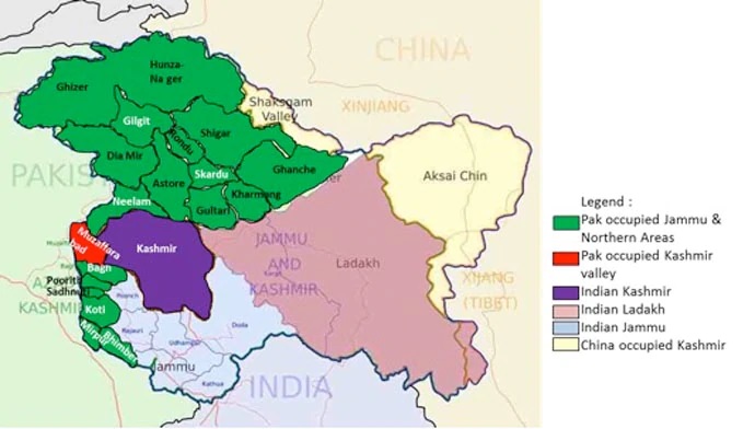 Map of Jammu and Kashmir showing Pakistan occupied territoriesjpg