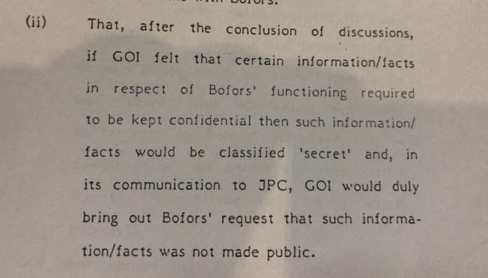 Summary of discussion between GOI and Bofors representatives