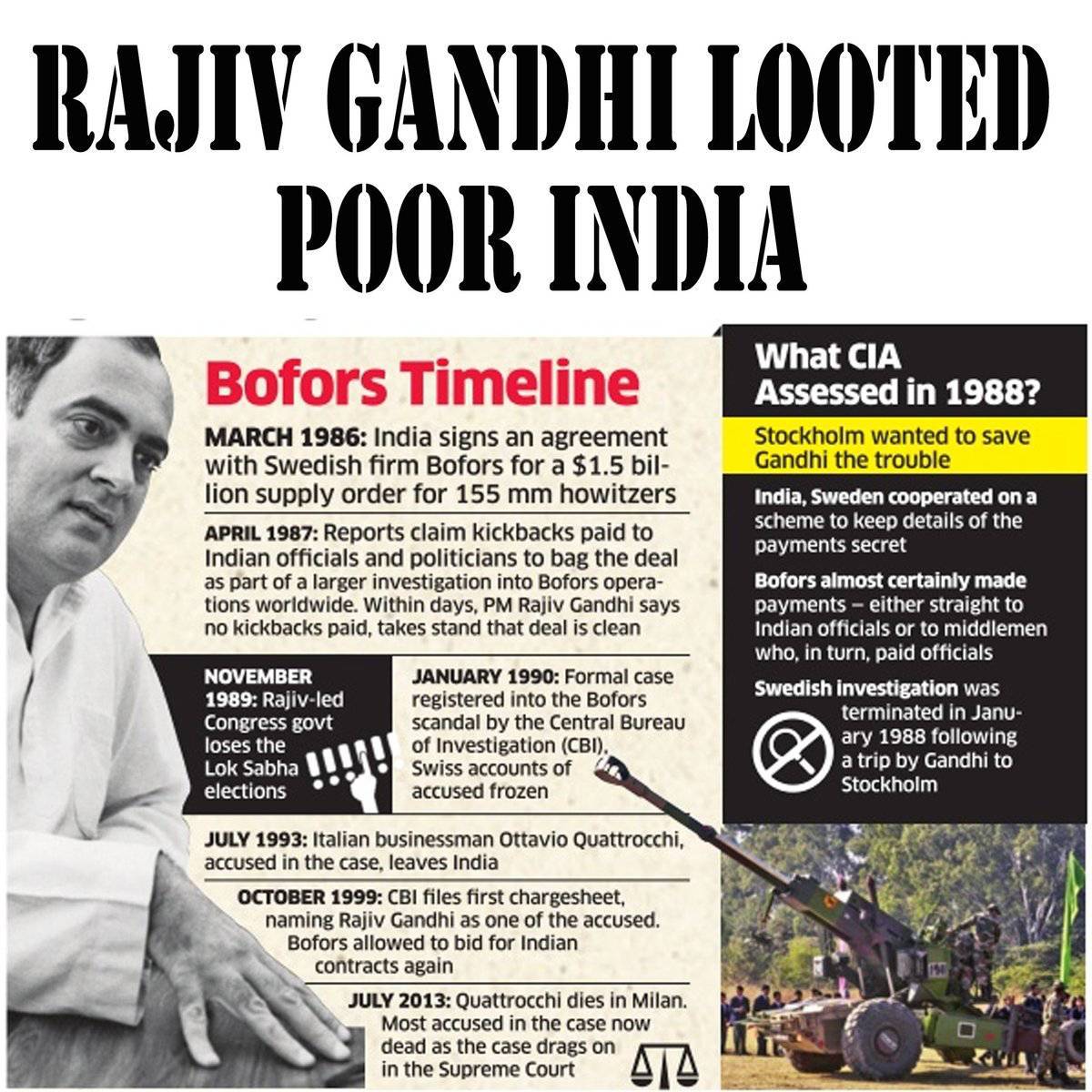 The Bofors scam was one of Indias biggest political scandals that happened between India and Sweden in 1980s and 1990s