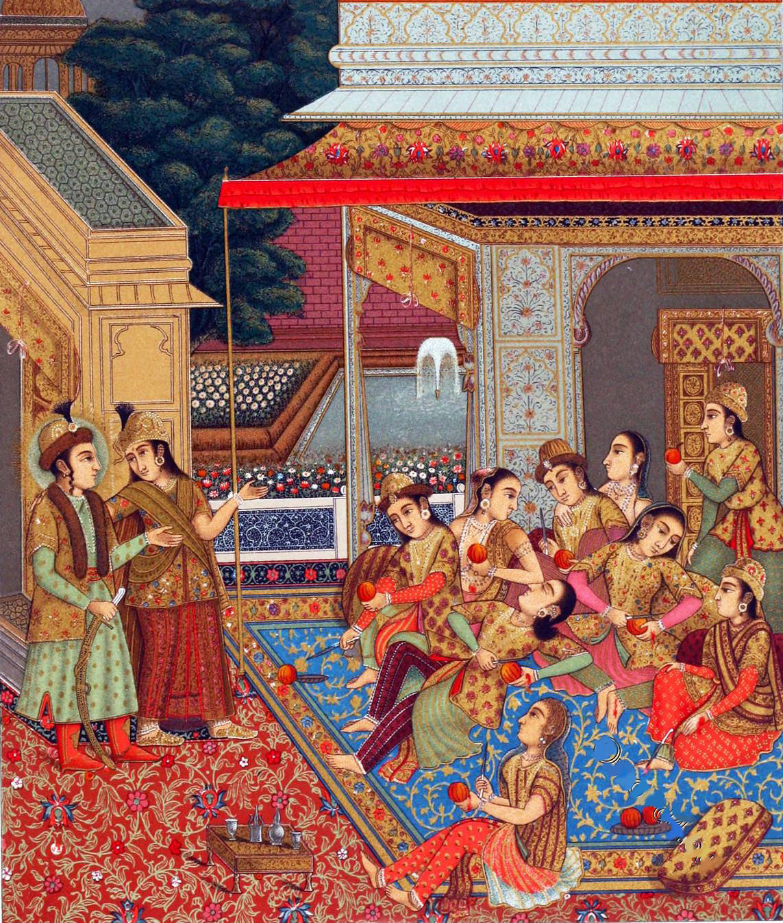 Inner courtyard of an Indian harem of the Mughal period