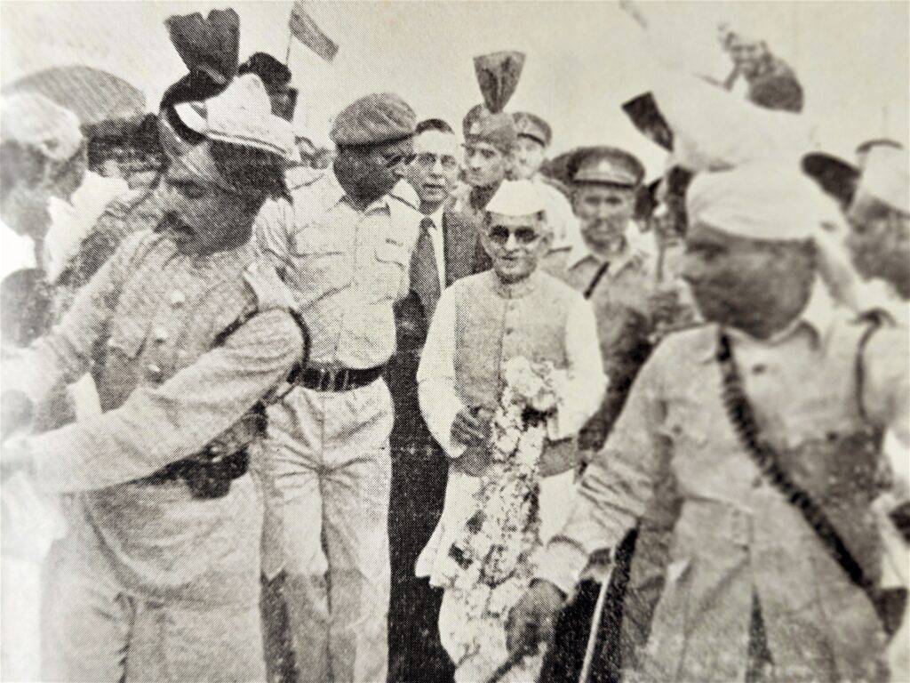 K M Munshi’s reception at Hakimpet Airport, Hyderabad. Source: End of an Era