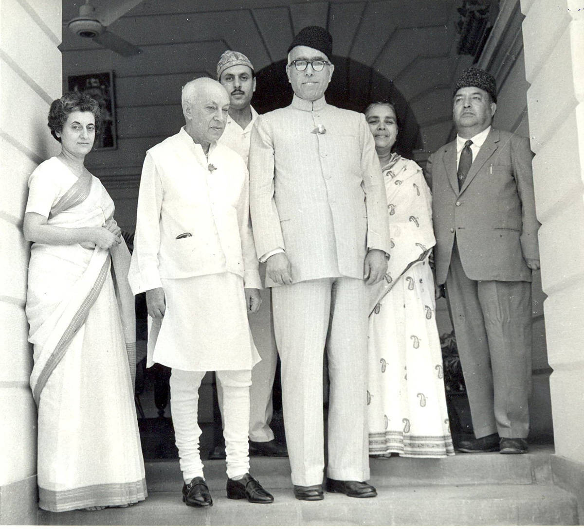 Sheikh M Abdullah with Nehru and Mrs Gandhi