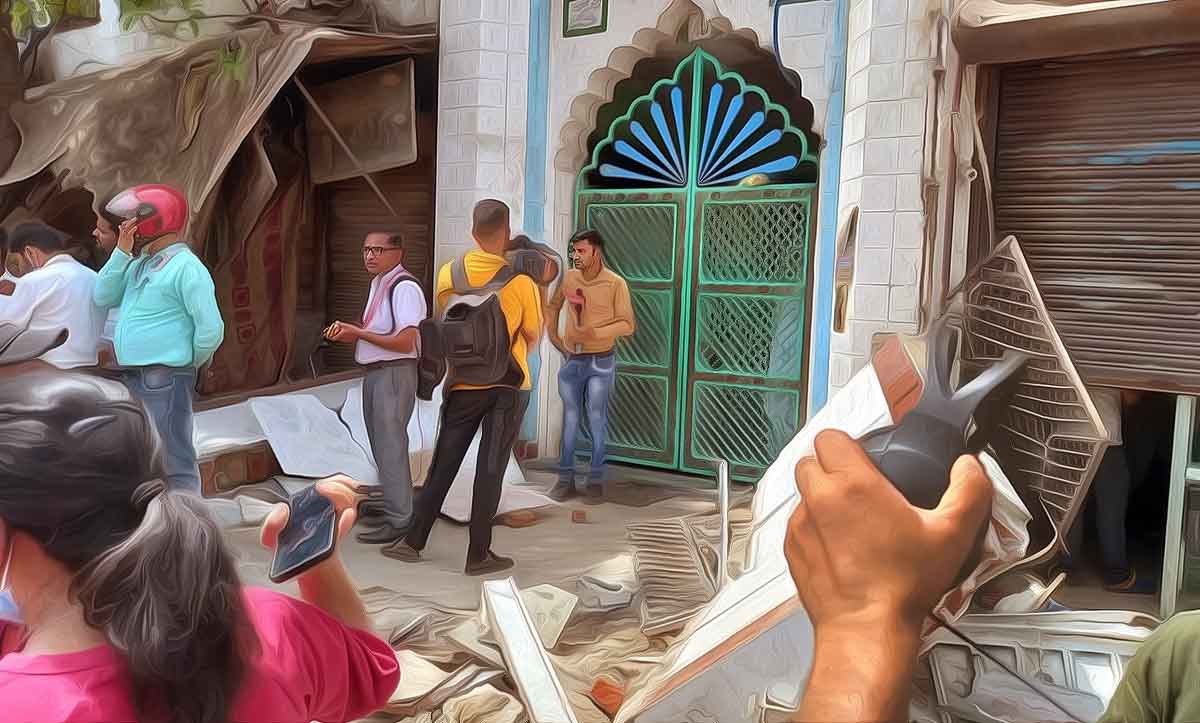 The demolished gate of the Masjid