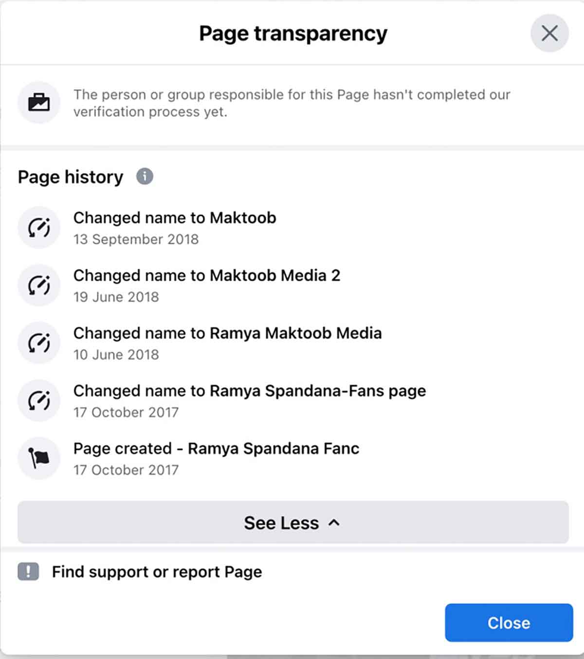 The page history of Maktoob media on Facebook