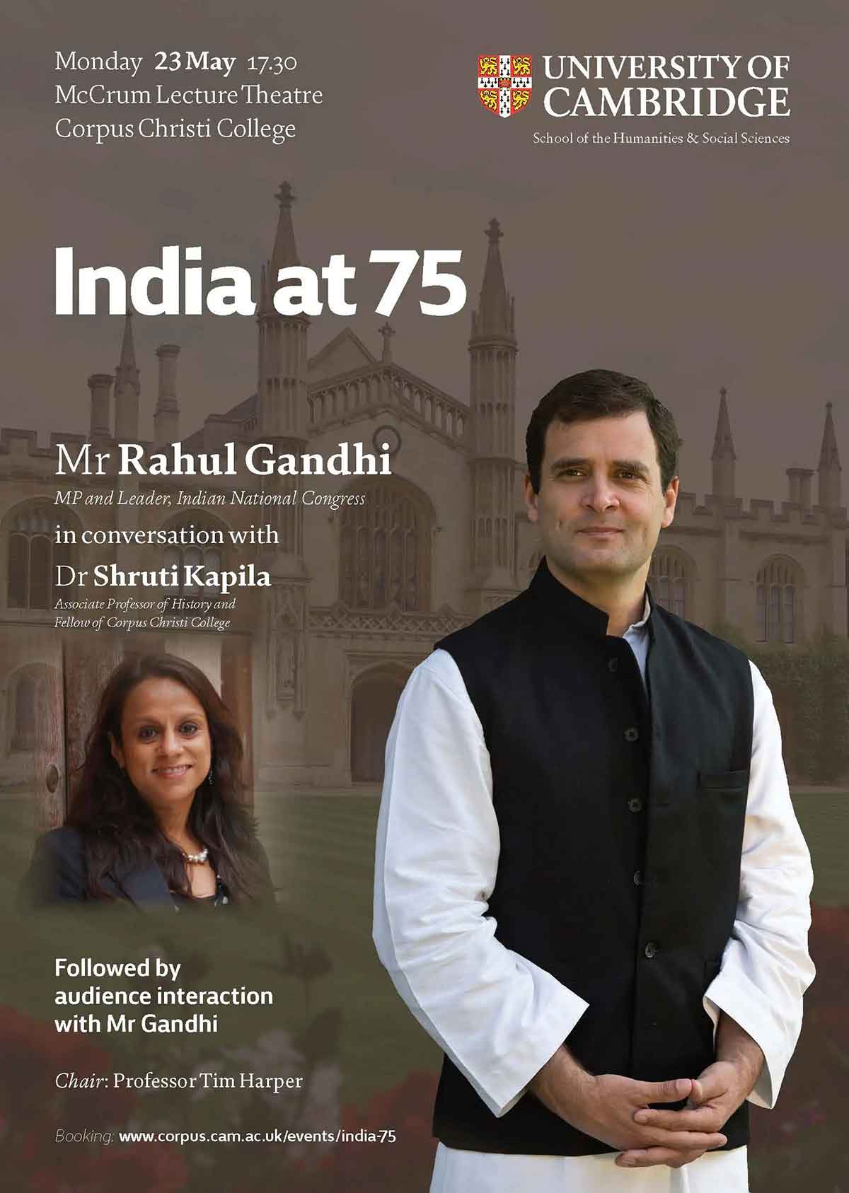 Poster of the event floated by Congress - Cambridge University