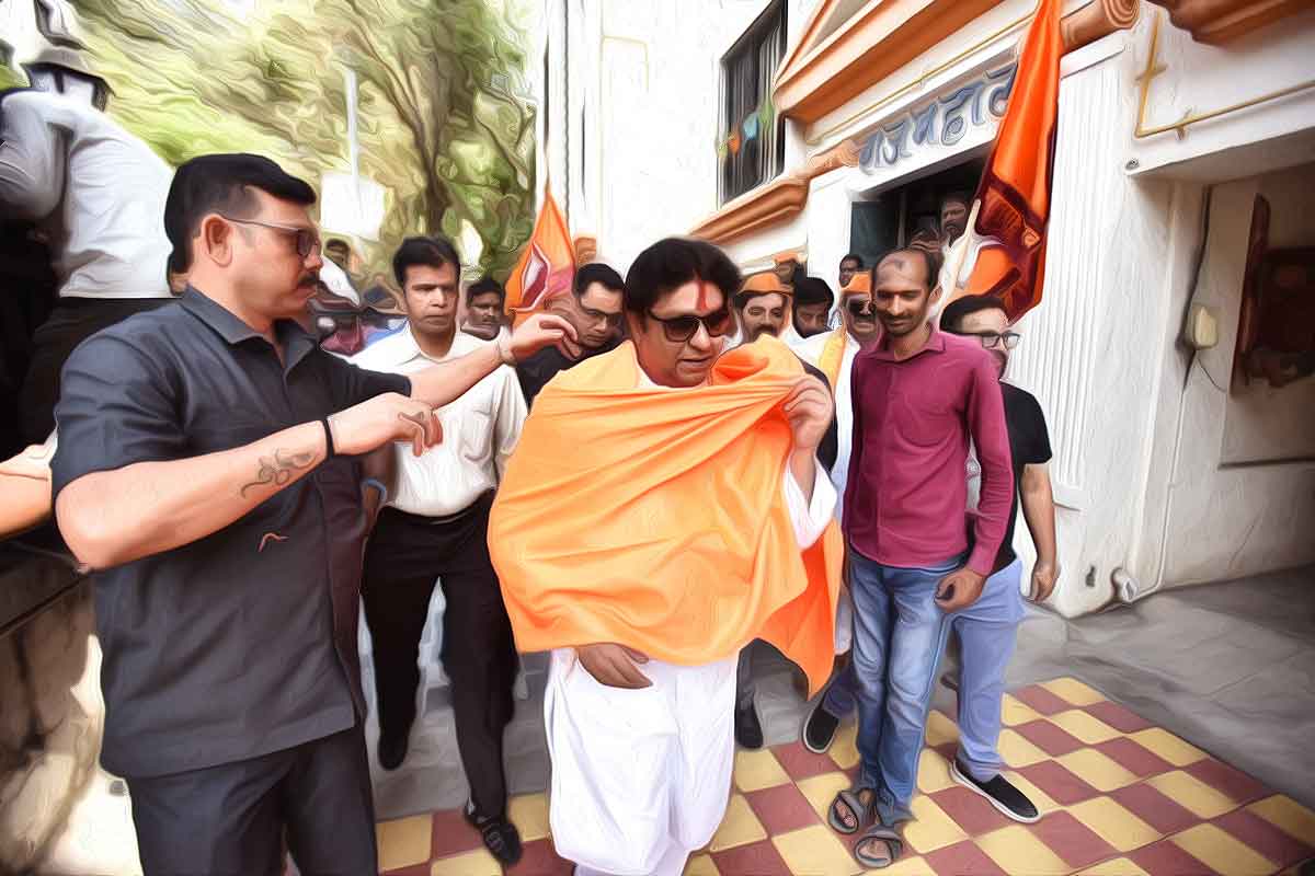 Raj Thackeray did not forget to display that despite taking up the Hindutva issue, he has not forgotten his pro-Marathi agenda