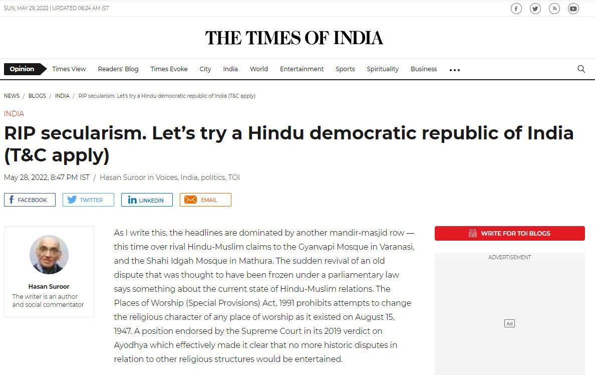 Times of India gives a platform to paedophilia-accused British journo Hasan Suroor 